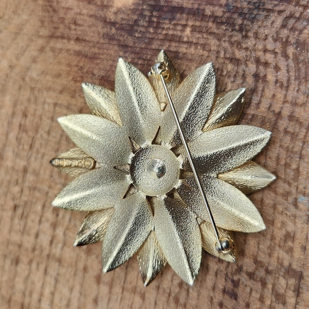Vintage Sarah Coventry‎ Gold Tone Sunflower Brooch Earrings Set - Picture 4 of 9